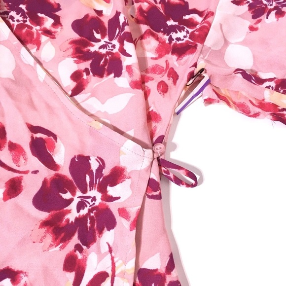 Halogen Women's Pink 3/4 Sleeve Floral Top - 10 - Picture 5 of 8